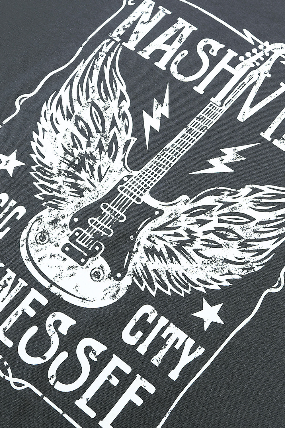 Gray Guitar Slogan Letter Graphic Print Oversized T Shirt