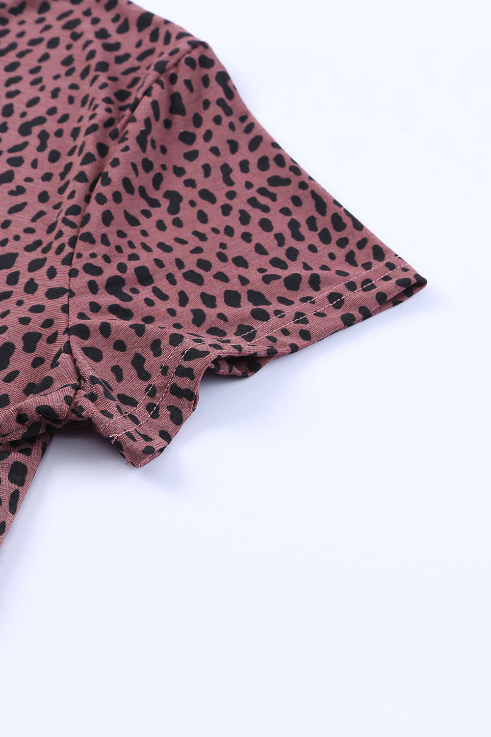 Fiery Red Cheetah Print O-neck Short Sleeve T Shirt