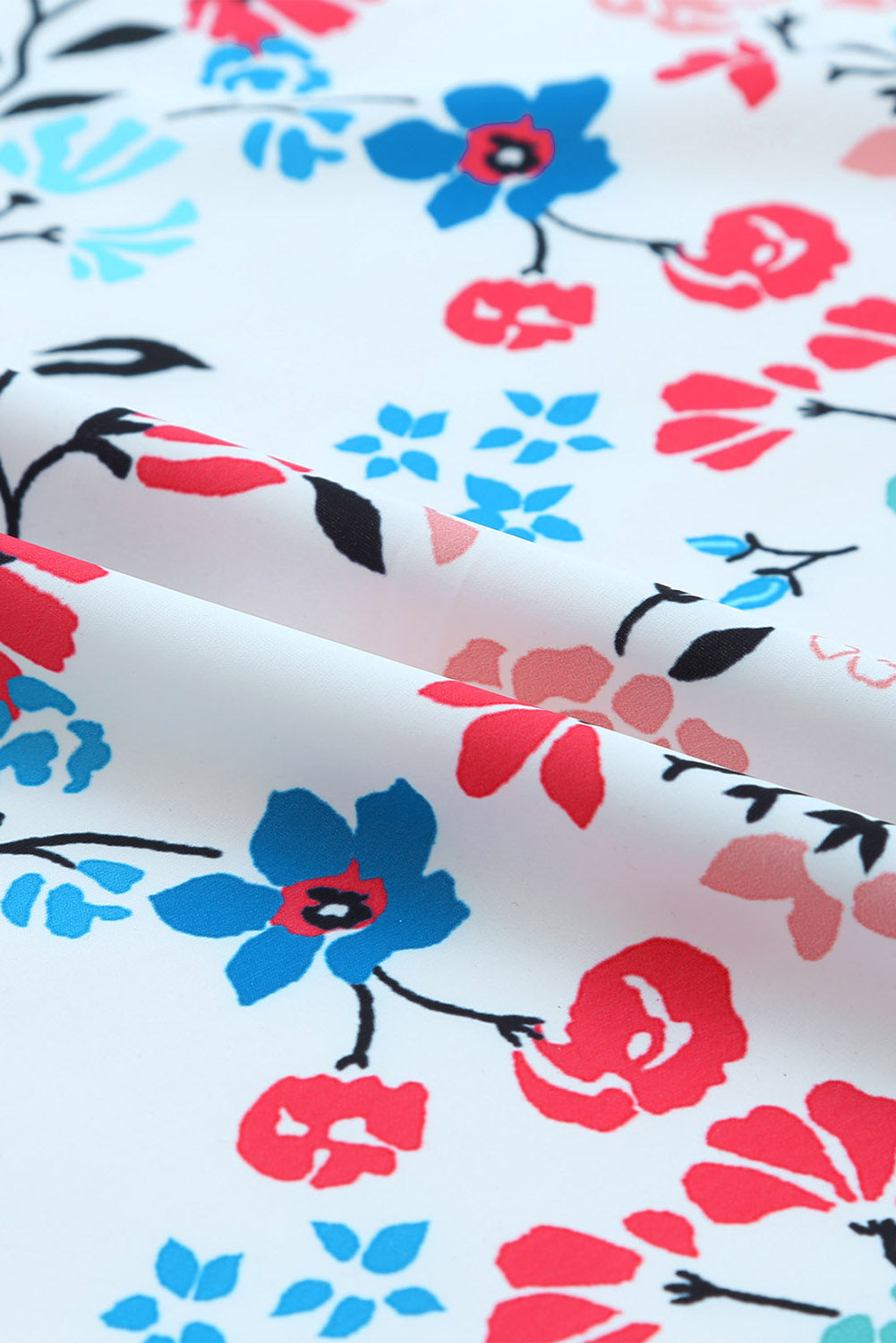 Multicolor Long Sleeve Tassel Tie Floral Kimono