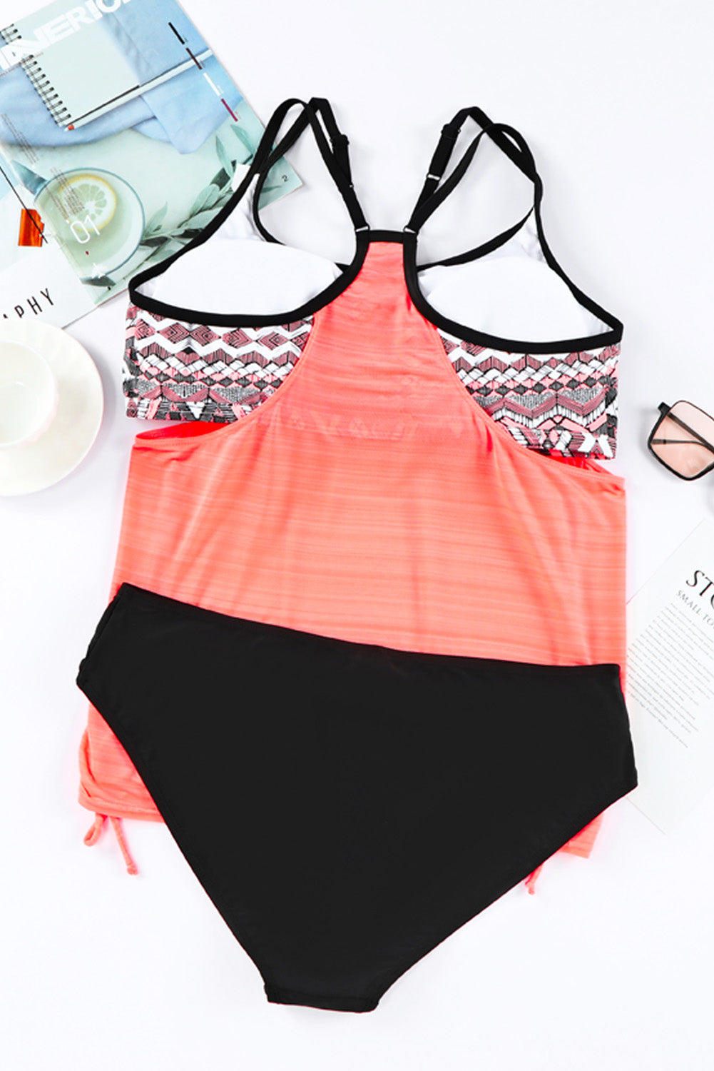 Pink Printed Lined Tankini Swimsuit