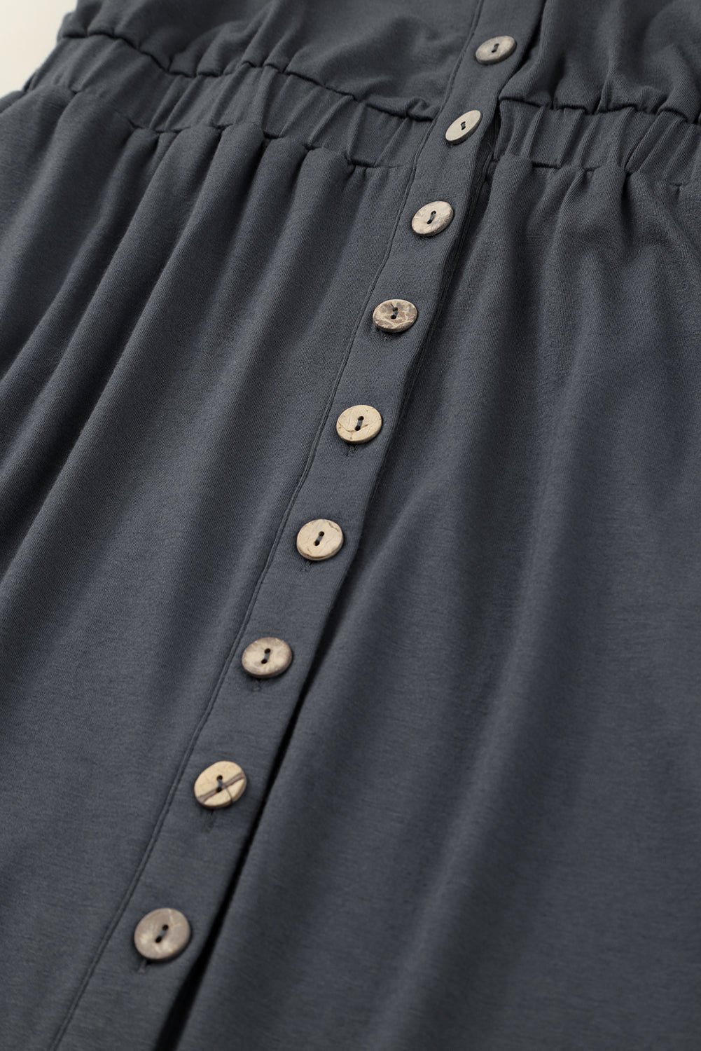 Gray Button Up High Waist Long Sleeve Dress