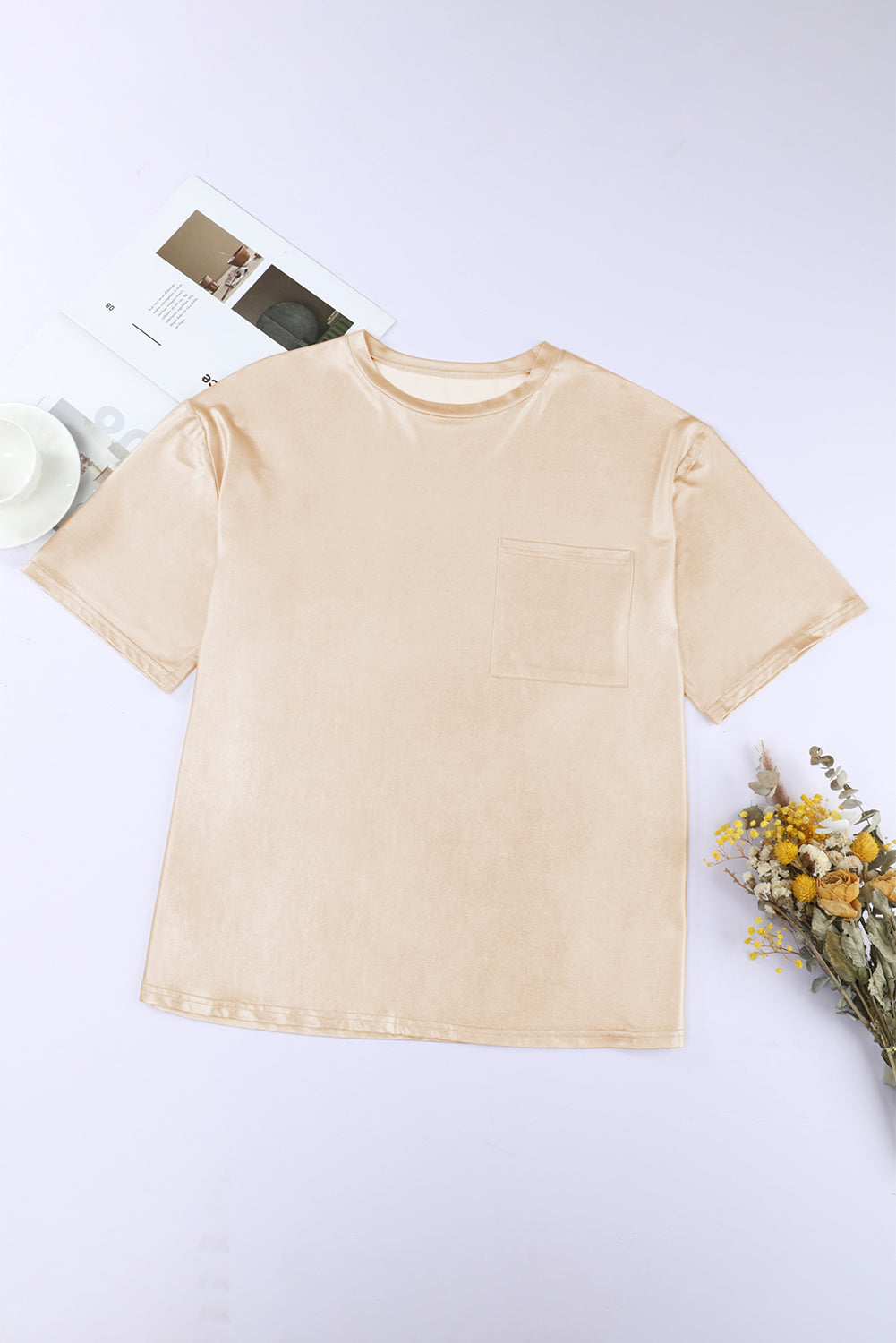 Apricot Chest Pocket Loose Fit T Shirt