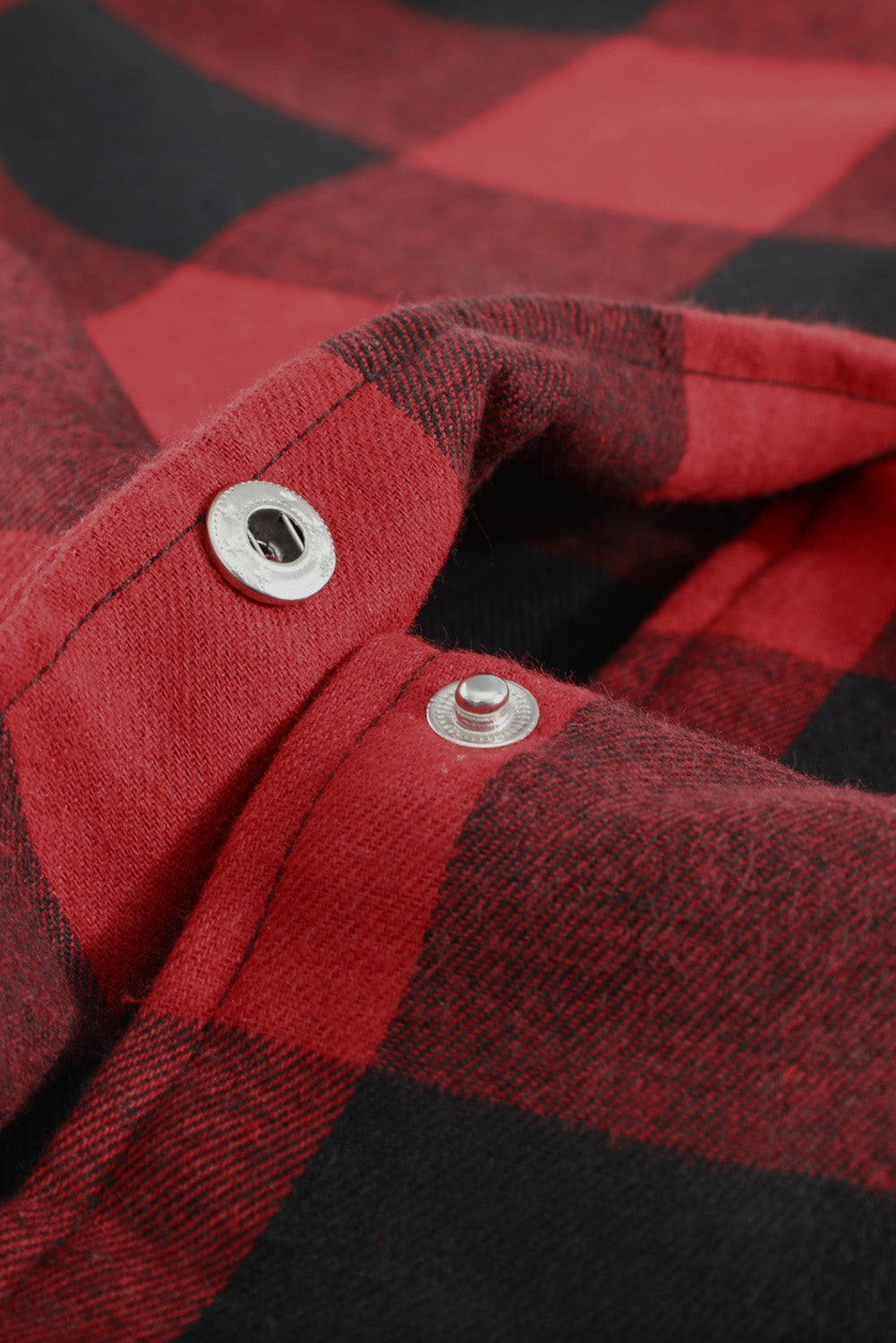 Fiery Red Turn-down Collar Plaid Shirt Coat