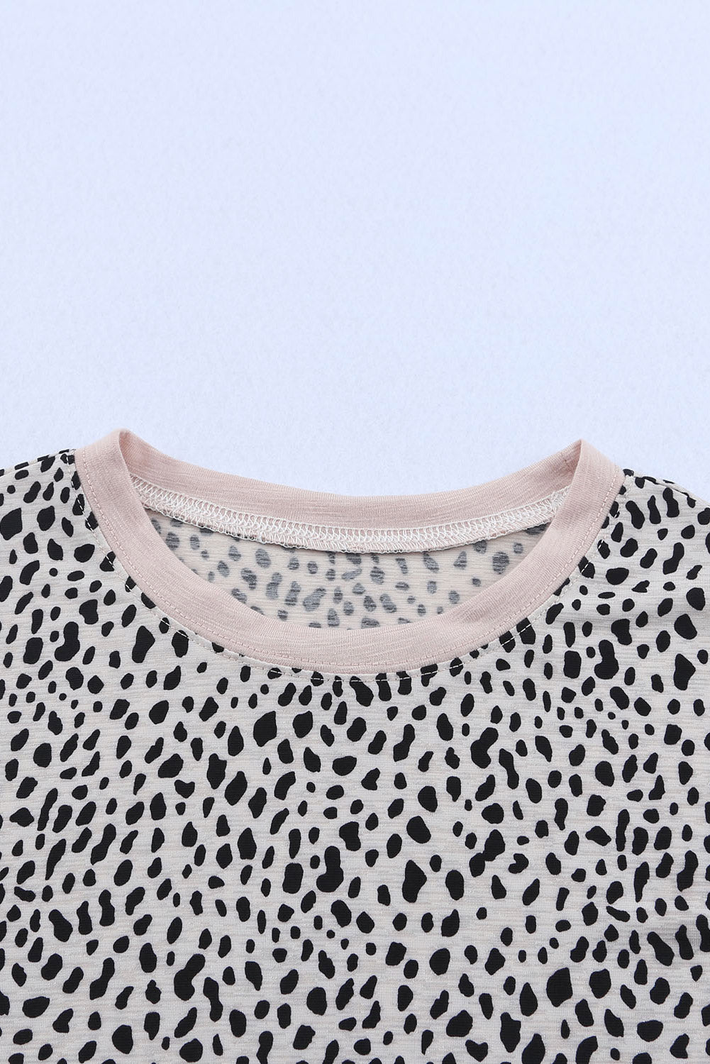 Apricot Cheetah Print O-neck Short Sleeve T Shirt